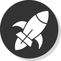 Rocket Ship Glyph Shadow Circle Icon Design vector