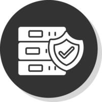 base de datos seguridad glifo sombra circulo icono diseño vector