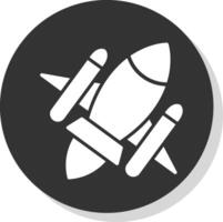 Rocket Ship Glyph Shadow Circle Icon Design vector