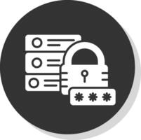 Secure Database Glyph Shadow Circle Icon Design vector