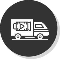 Lorry Glyph Shadow Circle Icon Design vector