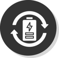 Eco Battery Glyph Shadow Circle Icon Design vector