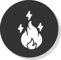 Electric Fire Glyph Shadow Circle Icon Design vector