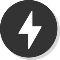 Thunder Bolt Glyph Shadow Circle Icon Design vector