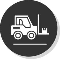 Forklift Glyph Shadow Circle Icon Design vector