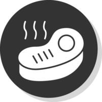 Steak Glyph Shadow Circle Icon Design vector