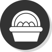 huevos cesta glifo sombra circulo icono diseño vector