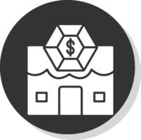 empeñar tienda glifo sombra circulo icono diseño vector