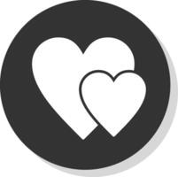 corazón glifo sombra circulo icono diseño vector