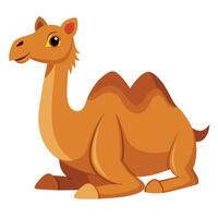 Camel On desert flat style 2d illustration vector