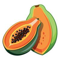 papaya Fruta plano estilo ilustración vector