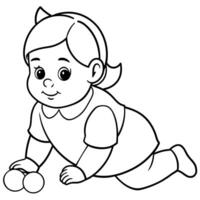 Child Coloring book page illustration vector
