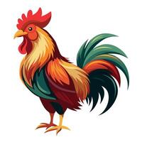 A Rooster Stand flat style vector