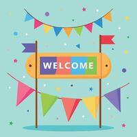 Welcome Text Flat Style Illustration vector