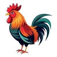 un gallo estar plano estilo vector