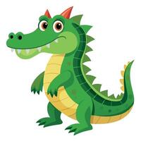 Alligator flat style illustration, carton pose 2d style vector