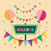 Welcome Text Flat Style Illustration vector