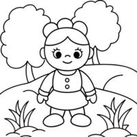 Child Coloring book page illustration vector