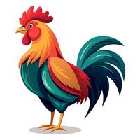 A Rooster Stand flat style vector