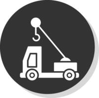 Crane Truck Glyph Shadow Circle Icon Design vector