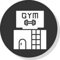 gimnasio glifo sombra circulo icono diseño vector