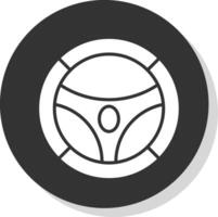 Steering Wheel Glyph Shadow Circle Icon Design vector