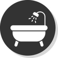 Bathtub Glyph Shadow Circle Icon Design vector