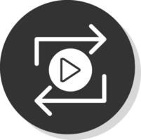 Replay Glyph Shadow Circle Icon Design vector