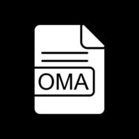 oma archivo formato glifo invertido icono diseño vector