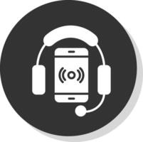 Listening Glyph Shadow Circle Icon Design vector