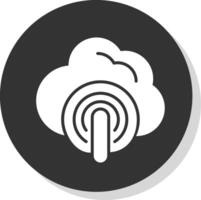 Cloud Glyph Shadow Circle Icon Design vector