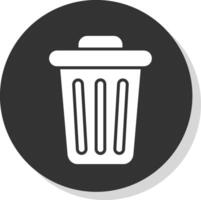 Dustbin Glyph Shadow Circle Icon Design vector