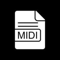 midi archivo formato glifo invertido icono diseño vector