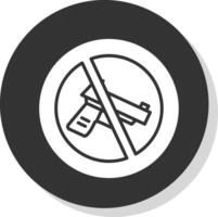 No Gun Glyph Shadow Circle Icon Design vector