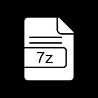 7z archivo formato glifo invertido icono diseño vector