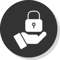 Padlock Glyph Shadow Circle Icon Design vector