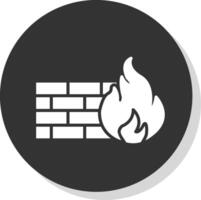 Firewall Glyph Shadow Circle Icon Design vector