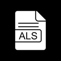 ALS File Format Glyph Inverted Icon Design vector