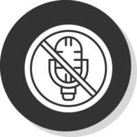 No Microphone Glyph Shadow Circle Icon Design vector