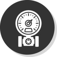 Pressure Gauge Glyph Shadow Circle Icon Design vector