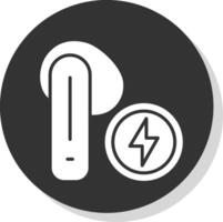 Earbud Glyph Shadow Circle Icon Design vector