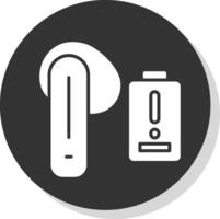 Earbud Glyph Shadow Circle Icon Design vector