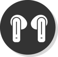 Earbuds Glyph Shadow Circle Icon Design vector