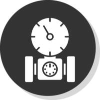 Pressure Gauge Glyph Shadow Circle Icon Design vector