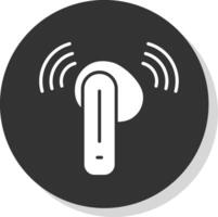 Earbud Glyph Shadow Circle Icon Design vector