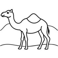 Camel On desert flat style 2d illustration vector