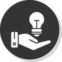 Hand Lightbulb Glyph Shadow Circle Icon Design vector