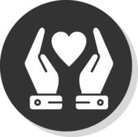 Hands Holding Heart Glyph Shadow Circle Icon Design vector