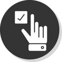 Hand Correct Glyph Shadow Circle Icon Design vector