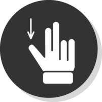 Two Fingers Drag Down Glyph Shadow Circle Icon Design vector